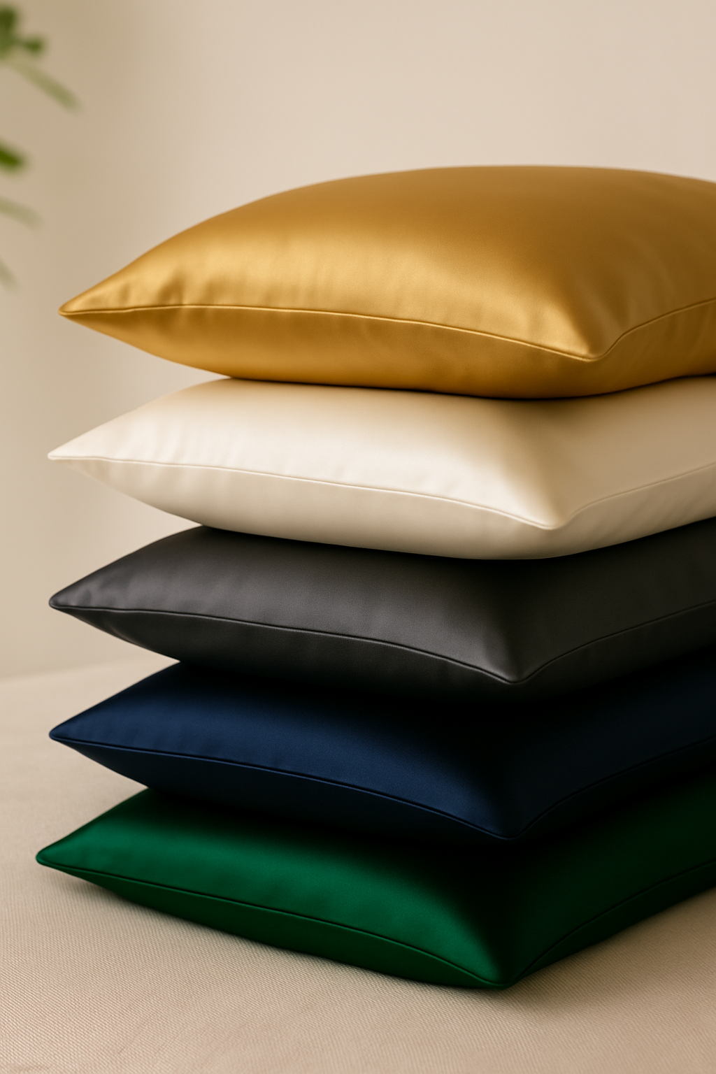 Kleurenpalet van luxe zijden kussenslopen – rust, stijl en verzorging in jouw favoriete tint met Empowherment