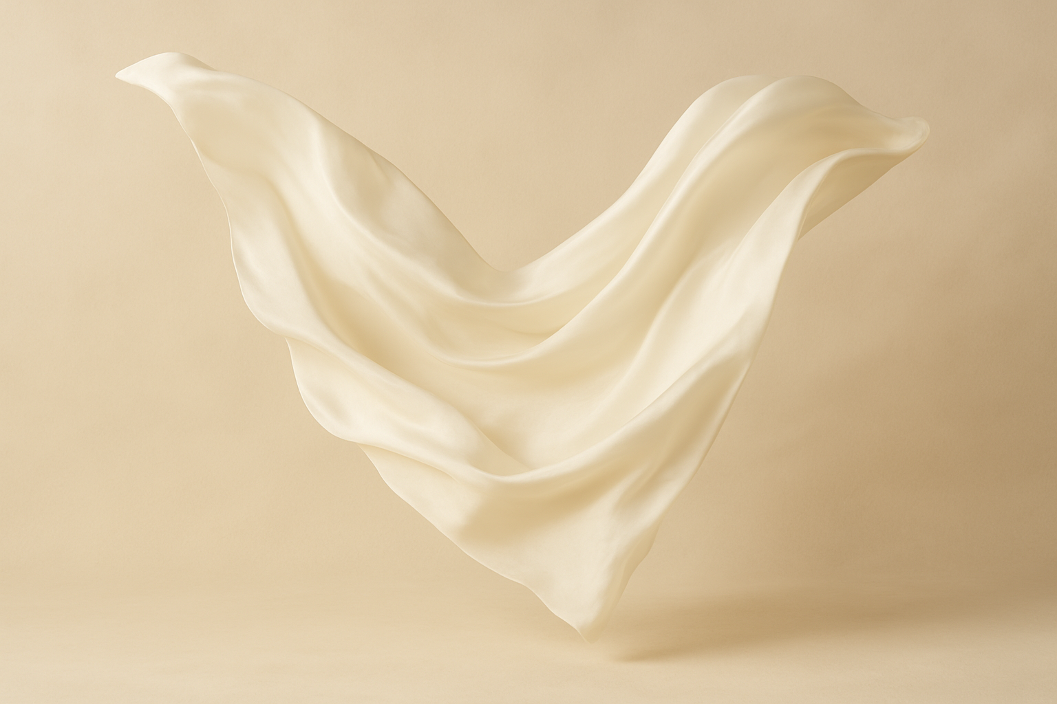 Zacht vallende zijde in ivoor – beeld van vrouwelijke kracht door zachtheid met Empowherment
