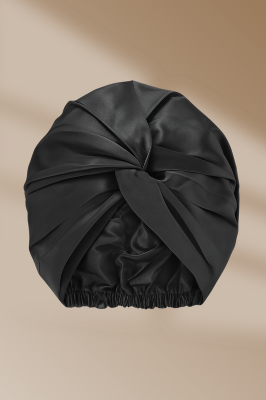 Zijden bonnet in donkergrijs met comfortabele pasvorm – stijlvol en functioneel nachtritueel van Empowherment