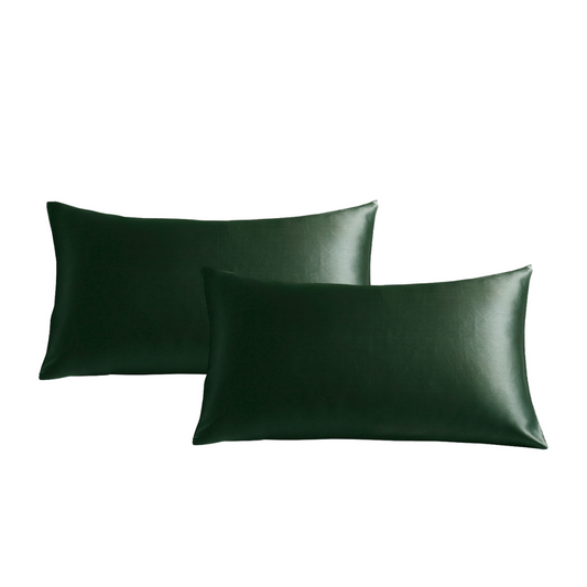 Voordeelset van twee donkergroene zijden kussenslopen – kalmerend en haarvriendelijk slaapritueel met Empowherment in Nederland
