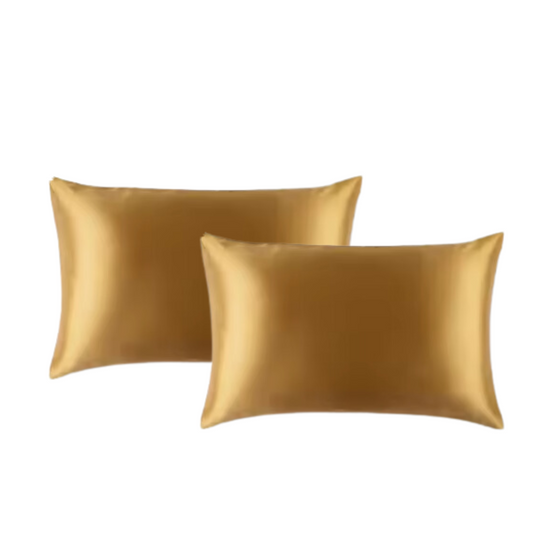 Voordeelset van twee goudkleurige zijden kussenslopen – luxe zelfzorg voor huid en haar met Empowherment in Nederland
